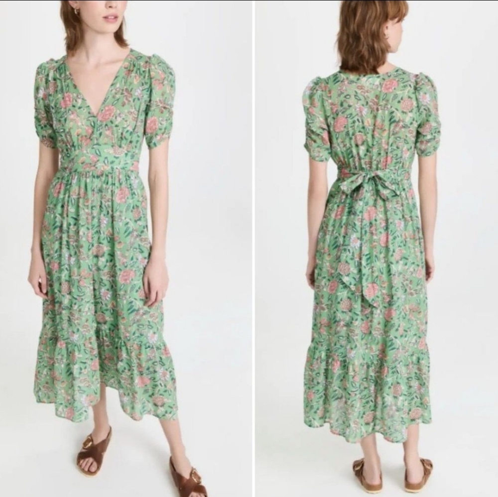 Xirena Camelia Jade Green Cotton Midi Dress